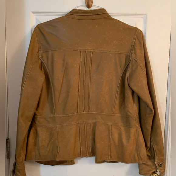 Coldwater Creek Butter Soft Tan Leather Jacket Adult Size 12 Large Preloved - Picture 10 of 12